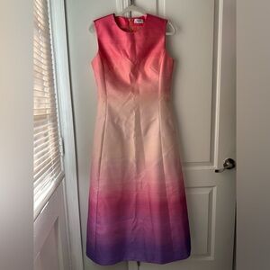Leo Lin Dress Cleo Ombré Pink Coral Sleeveless A-Line Cocktail Midi Dress Size 8